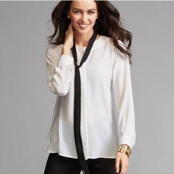 Cabi white tuxedo button front blouse top size Small style #3421 - Picture 1 of 15